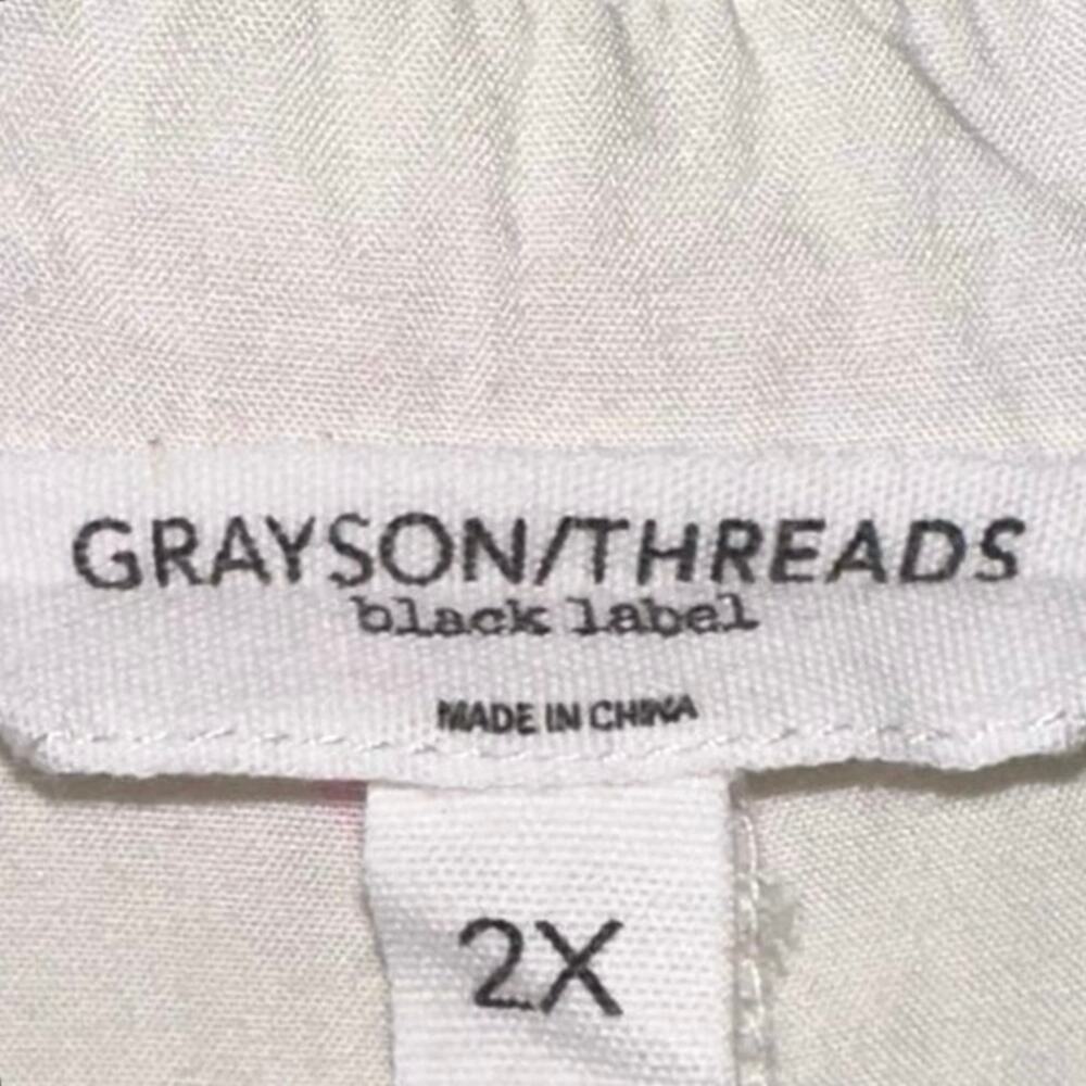 Grayson Threads Pink Floral Button Front Blouse 2… - image 5